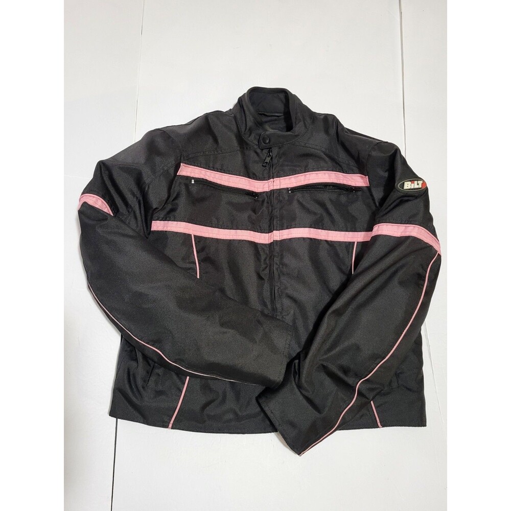 (#C)Bilt Full Zip Padded Women's Motorcycle Jacket Black And  Pink Size XL